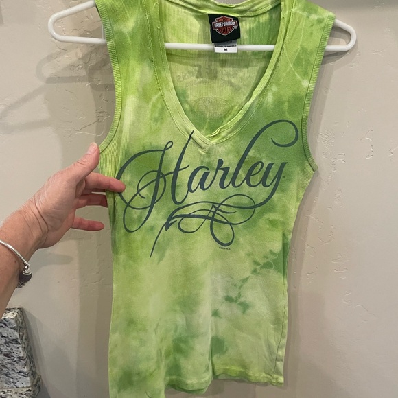 Harley-Davidson Tops - Harley-Davidson Green Tie-Dye Tank Top